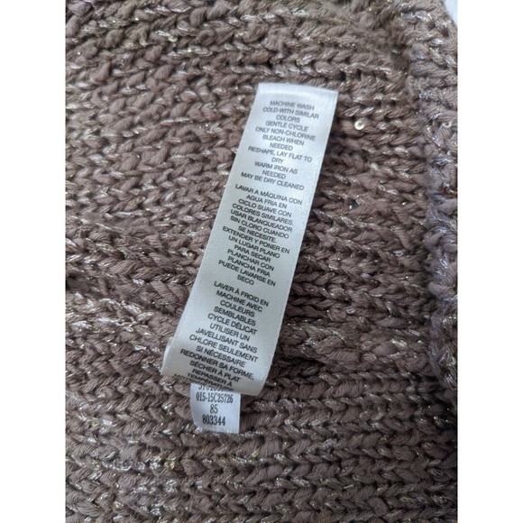 Chicos Womens Sweater Beige Sparkle Cardigan Open Front Short Sleeve Size S / M - Picture 8 of 10